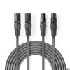CAVO XLR NEDIS COTH15030GY50 BILANCIATO DA 2 XLR FEMMINA A 1 XLR MASCHIO LUNGHEZZA 5 MT